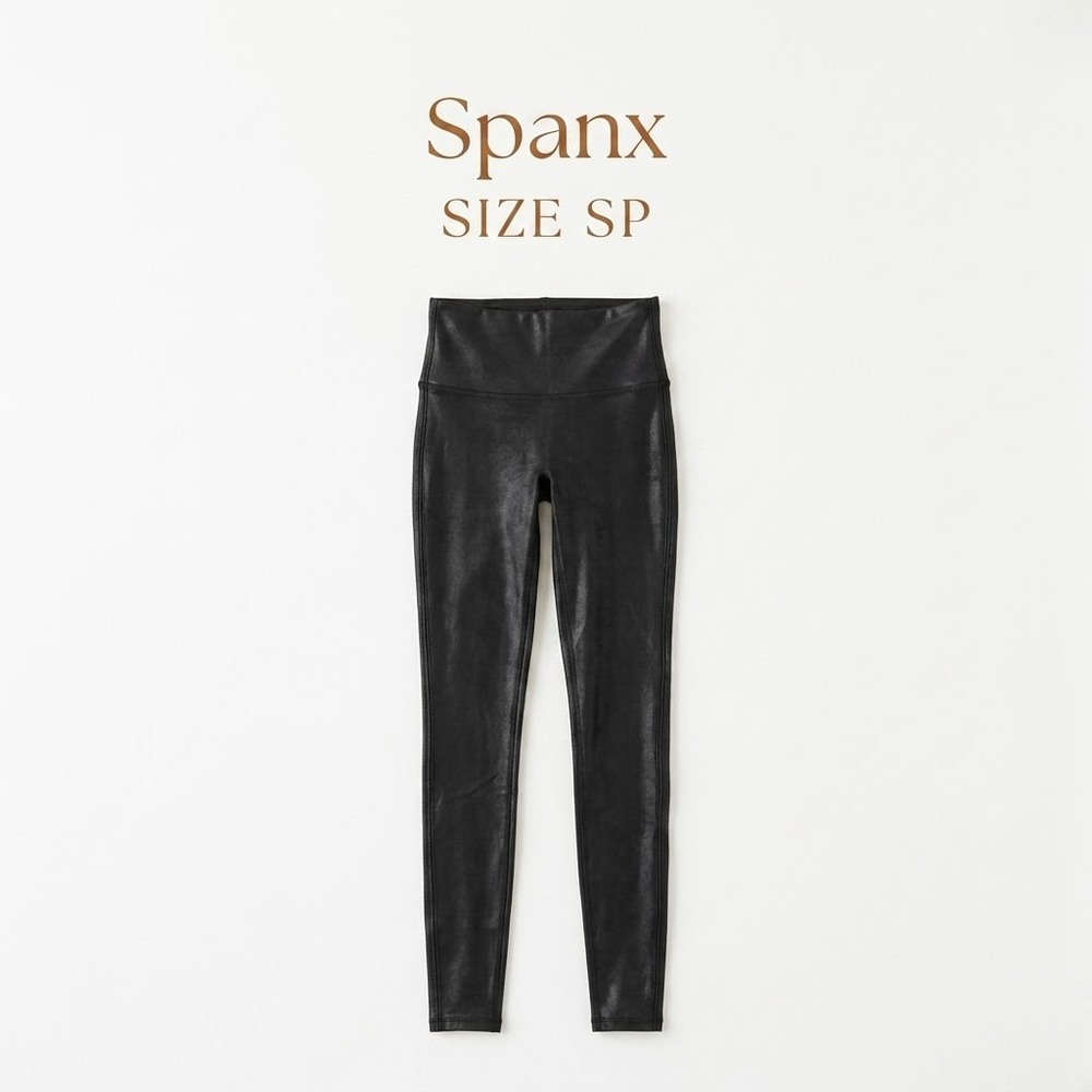 Spanx Faux Leather High Waisted Leggings Womens Small Black Streetwear